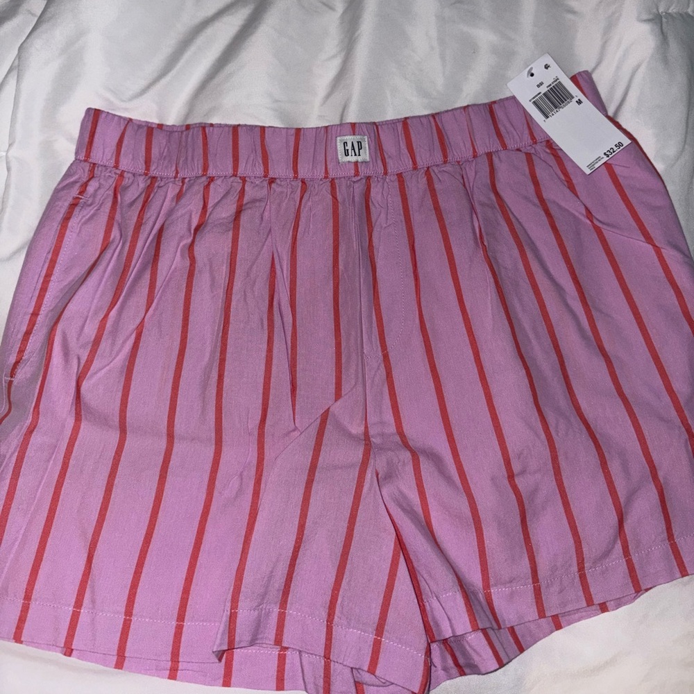 GAP Pink and Red Striped Shorts